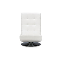 Baxton Studio WS-3634-White Elsa Modern and Contemporary White Faux Leather Upholstered Swivel Chair with Metal Base